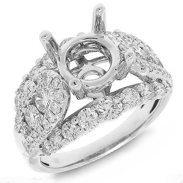 Solid 8.5mm Round Semi Mount Diamond Cocktail Ring Setting 1.50 CT 14K