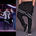 2016 HOT New fashion personality oblique stripe big crotch pants men Low crotch trousers harem pants