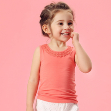 2016 Summer Style T-shirt for Baby Girls 2 3 4 5 6 7 8 T years old Kids Cheap Cool Things Sleeveless Cute Solid Color Shirt Sale