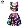 Fashion Skirt Casual 2 Pieces Set Jellyfish Print Woman Vest And Ball Gown Unique Modern Design