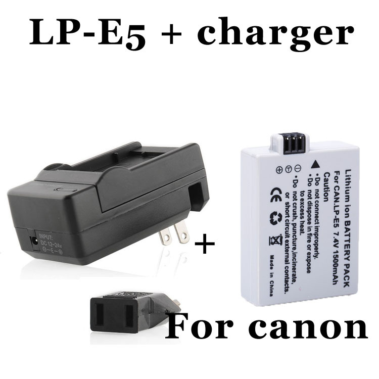 1 . LP-E5  Bateria LP E5 lpe5   + 1x DC      EOS 500D 450D 1000D  x3 