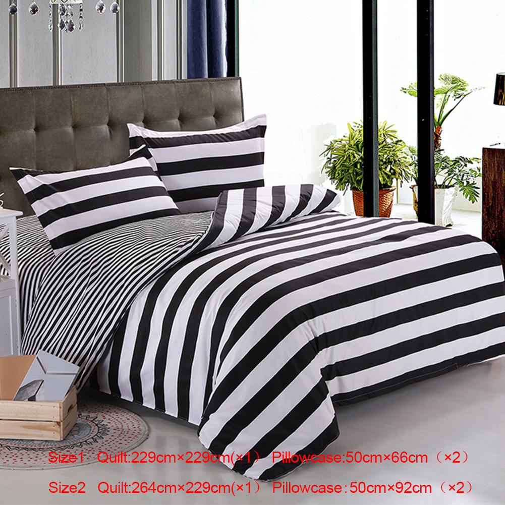 Set Pillow Cover Bedding Set Soft King Lightweight Wide Stripes