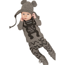 2016 Cute Unisex Baby Clothes Set Newborn Toddler Boys Girls Cotton Long Sleeve t-shirt Tops + Pants Cartoon Monster Baby Outfit