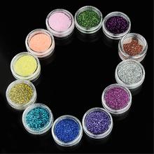 12pcs lot Color Glitter Dust Powder Tip Decoration Nail Art Nail tools EQ0005 