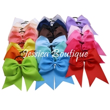 20pcs/lot 8″ Large Hair Cheerleading Bow With Elastic Hair Bands Extra Big Cheer Bow Ponytail Rubber Band For Girls Headbands
