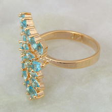 Brilliant Party Jewelry Sky Blue Cubic Zirconia Fashion jewelry 18K Yellow Gold Plated Sapphire women s
