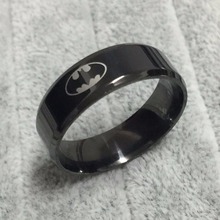 Cool Simple Men Ring Black batman logo Stainless Steel Male Finger Ring Party Wedding Fashion Jewelry RING