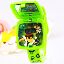 Cuadrados flip Cartoon gel de sílice espejo niño relojes electrónicos 163693
