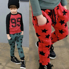 low price Toddler Boys Casual Long Pants Stars Pattern Cotton Bottoms Trousers Free Shipping