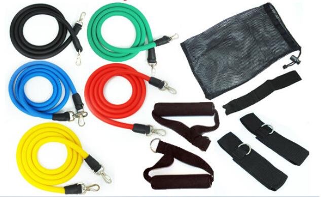 Free Shipping 11PCS SET Latex Resistance Bands Fitness Exercise Tube Rope Set Yoga ABS Workout Fitness