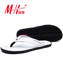 Flip Flops Men Real Leather Summer Sandals For School Street Casual Walking Seaside Beach Soft Non-slip Bottom Stylish Flats
