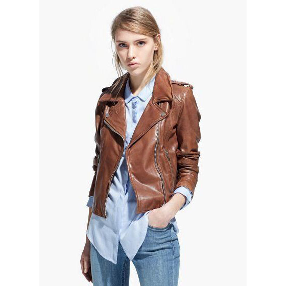 Faux leather jacket brown – Modern fashion jacket photo blog