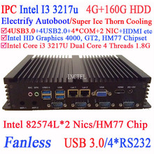 Industrial Computer I3 dual Intel 82574L Nics HM77 4USB 3.0 4 COM 4G RAM 160G HDD WIN7 WIN8 LINUX free drive NAS Free 7 24 hours