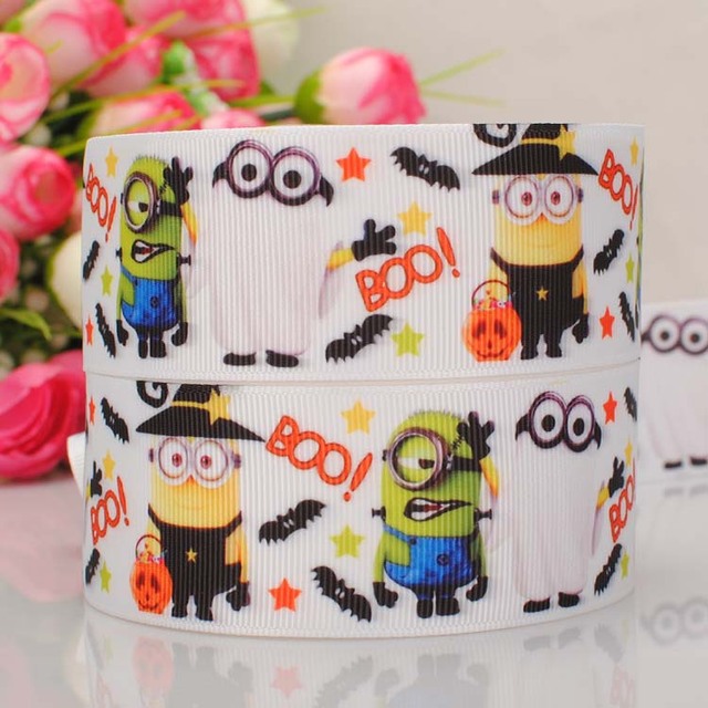 20Y 1-1/2"38mm minions despicable me Halloween ribbon cartoon pattern Printed, grosgrain ribbon hairbow DIY gift 00275