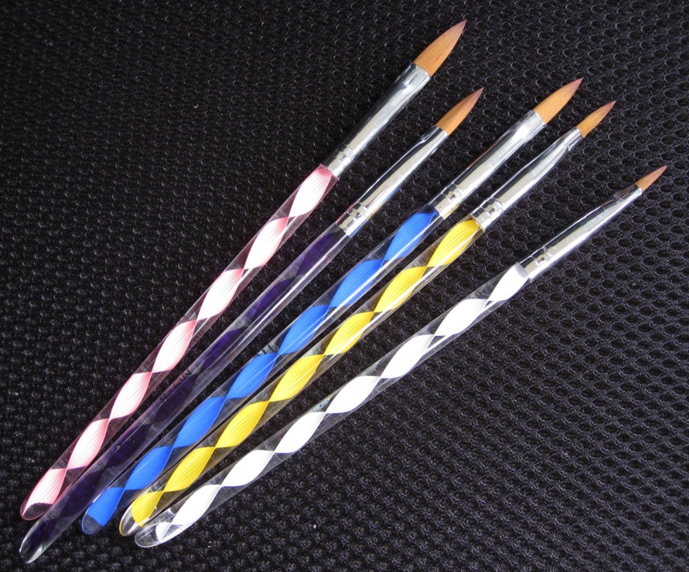 5pcs 2-Ways Acrylic Nail Art Brush Pen Cuticle Pusher high quality tool hot selling