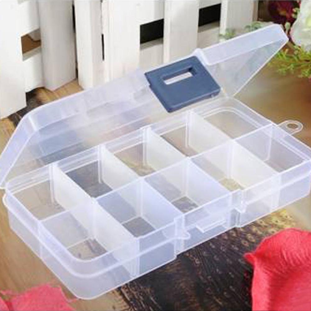 10 Compartments Clear Plastic Storage Box Jewelry Bead Screw Container Esdtu 