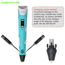 2016 DEWANG promotional magic crafting modeling stereoscopic blue 3d printing drawing pen with 20colors 5mABS filament