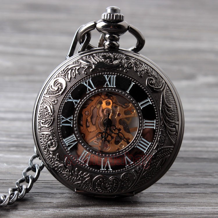 Classic Elegant Hand Wind Vintage Unique Retro Pendant Classic Steel Mechanical Pocket Watch P188