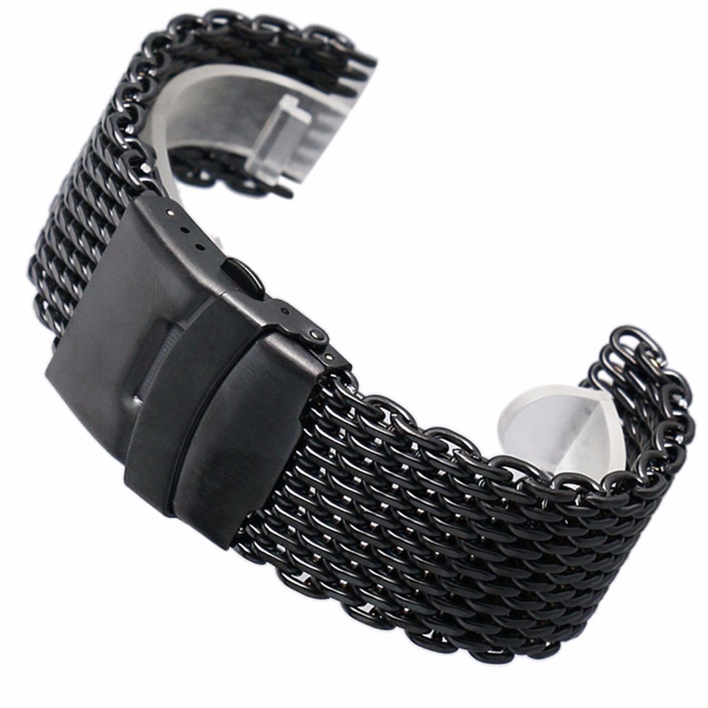 18mm 20mm 22mm 24mm Stainless Steel Black/ Silver/ Gold Watchband Mesh