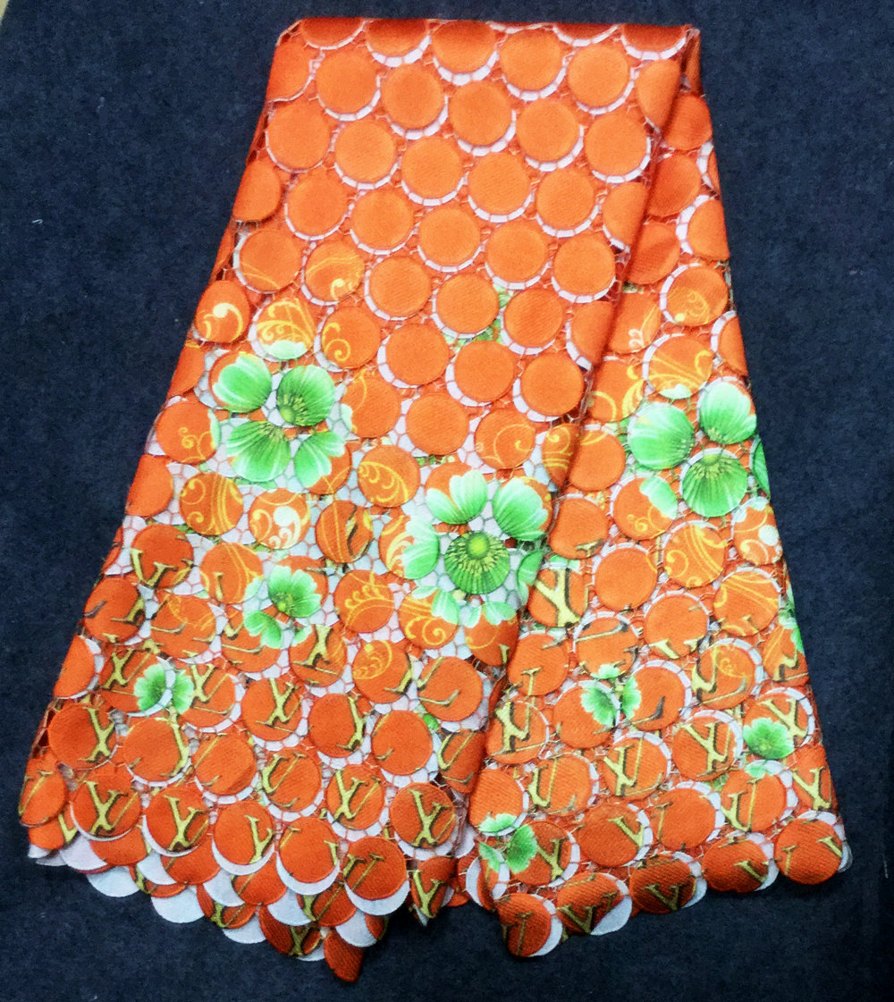 Mitaloo orange LV design Guipure Lace Fabric Wholesale High Quality African dry Lace -in Lace ...