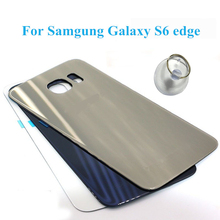 Rear Back Cover Glass For Samsung Galaxy S6 Edge G9250 SM-G925 Housing Battery Door+Adhesive&Sucker, Free Shipping&Tracking Code