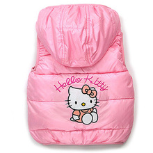Children Outerwear Baby Girls Leopard Brand Lace Vest hello kitty Clothing Kids Girl s Cartoon Clothes