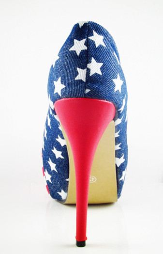 Red Bottom Shoes High Heels Peep Open Toes US American Flag ...