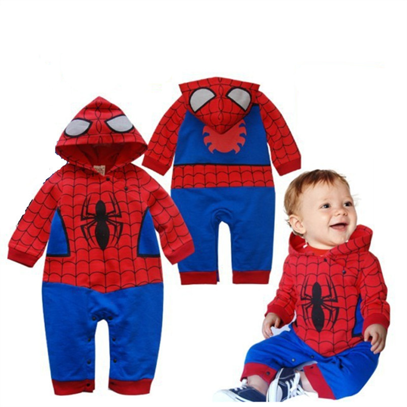 Newborn Toddler Baby boy bodysuits clothes Romper Spiderman Long Sleeve with Smock Infant Cartoon Christmas Costume