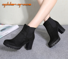 Promotional Winter Autumn Women Boots Platforms Square Heel Ankle Boots Paint Leather Boots Motorcycle Botas Lady Shoes