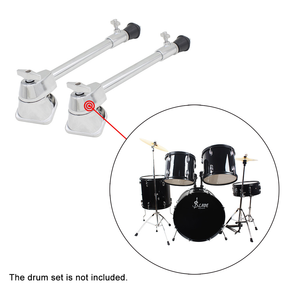 One Pair 2 pcs Professional Drum Leg Bass Drum Spurs Legs with Skid