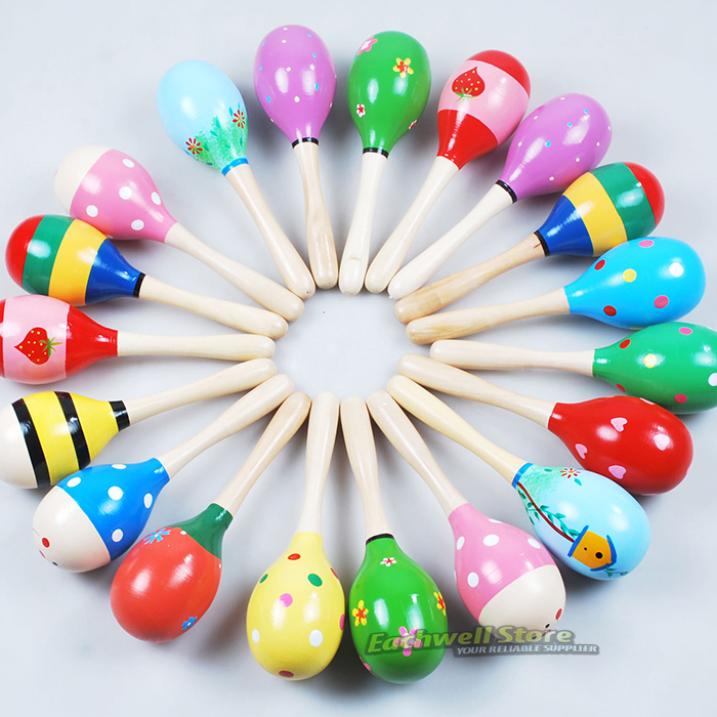 Wooden Ball Toy Sand Hammer Rattle Musical Instrum...