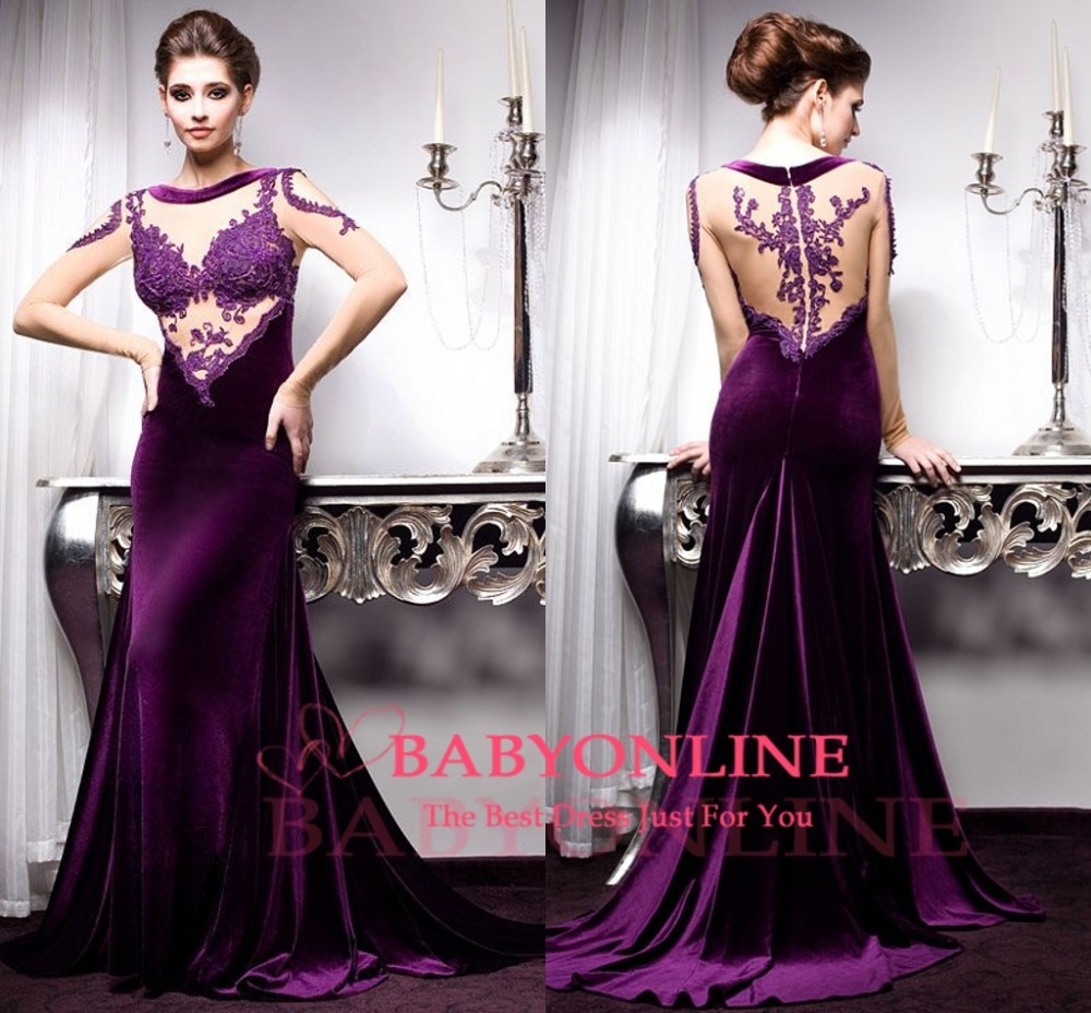 Purple evening dresses lace