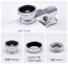 3 in 1 fish eye macro wide angle mobile phone lenses camera fit universal clip for