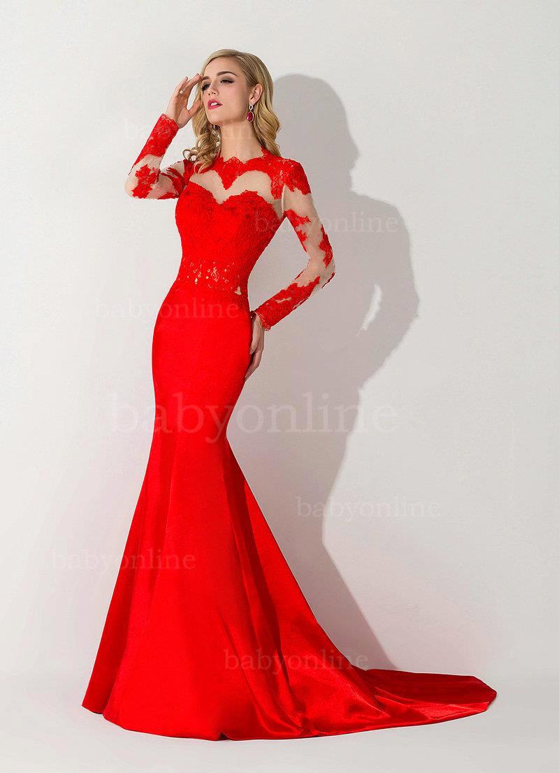Long Red Lace Dress