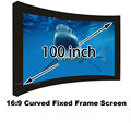 New Arrival 16 9 100 Inch Matt White Curved Fixed Frame Projection Screen For 3D Home