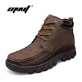 Handmade men boots genuine leather snow boots comfortable super warm winter shoes plus fur large size