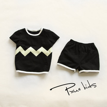 2016 New Summer Boy Clothes Wave Children Clothes for Boys girls Toddler Baby Boys Clothing Set Short Sleeve T Shirts+ shorts