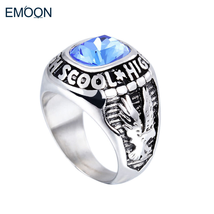 Vintage Men 316L Stainless Steel High School Graduation Memorial Ring