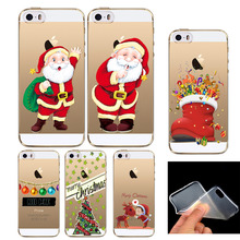 Merry Christmas For Apple iPhone 5 5S Ultra Thin 0.5mm Soft TPU Translucent  Painted Mobile Phone Accessories Back Skin Case
