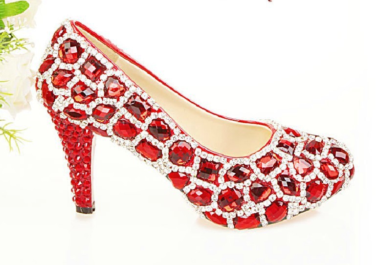 diamond wedding shoes with chains ladies luxry rhinestone pump shoes ...