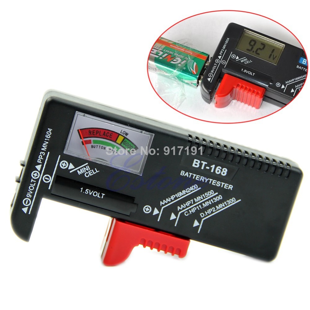 A96 Free Shipping Universal AA/AAA/C/D/9V Button Cell Battery Volt Tester Checker 9V -PY