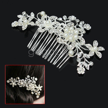 Elegant Silver Bridal Wedding Hair Comb Pearl Crystal Hair Pin Clip Accessory