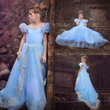 New 2016 Snow Queen Kids Party Dresses For Girls Cute Ball Gown Kids Evening Dresses Costume For Kids Toddler Clothing Q-14
