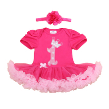 2016 cute 1 year birthday dress newborn baby girl tutu dresses for party first 1st baby birthday dress outfits 0 3 6 9 12 month