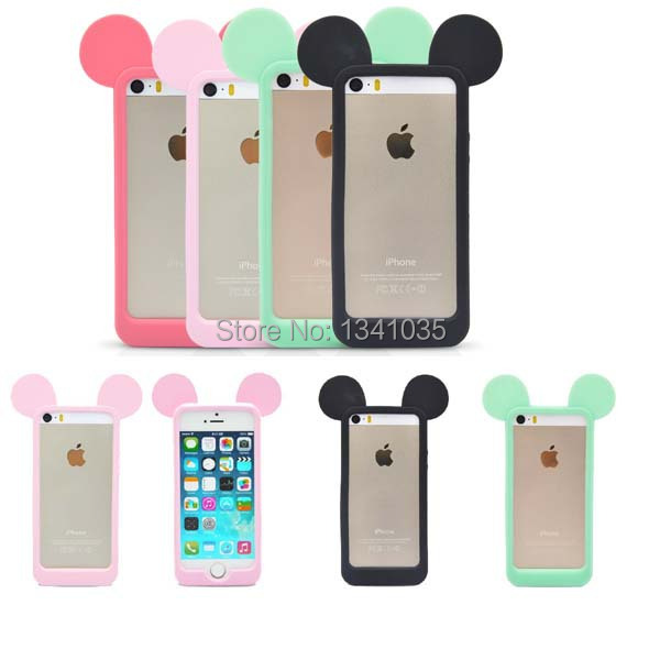For iPhone 5 5s 5g Case Mouse ears model Silicon material Soft Back Case Cover For