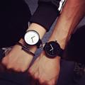 Fashion Simple Soft Leather Strap Quartz Watch Mens Wristwatches for Women Lovers Ladies watch Black White