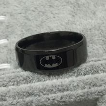 Black Batman ring 8mm 7g high polished 316L Titanium steel logo wide finger rings for men