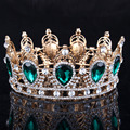 Green Rhinestone Tiaras Diadem Rhinestones Crystal Hair Accessories Pageant Party Prom Luxury Hair Jewelry