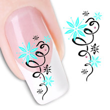 Water Transfer Nail Art Stickers Decal Beauty Cute Green Star Flowers Design Decoration DIY French Manicure