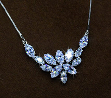 Marquise cut Swiss CZ Spring Flower Bridal Wedding Jewelry Accessories Fashion Necklaces Pendants Free Shipping